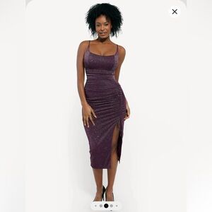 Shapewear Metallic Knit Bodycon Sculpting Midi Dress